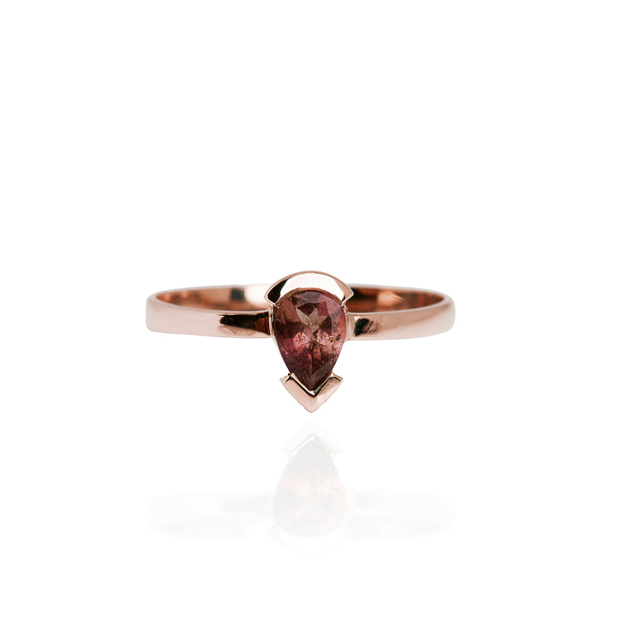The V-Prong Pear Cut Ring in Gold