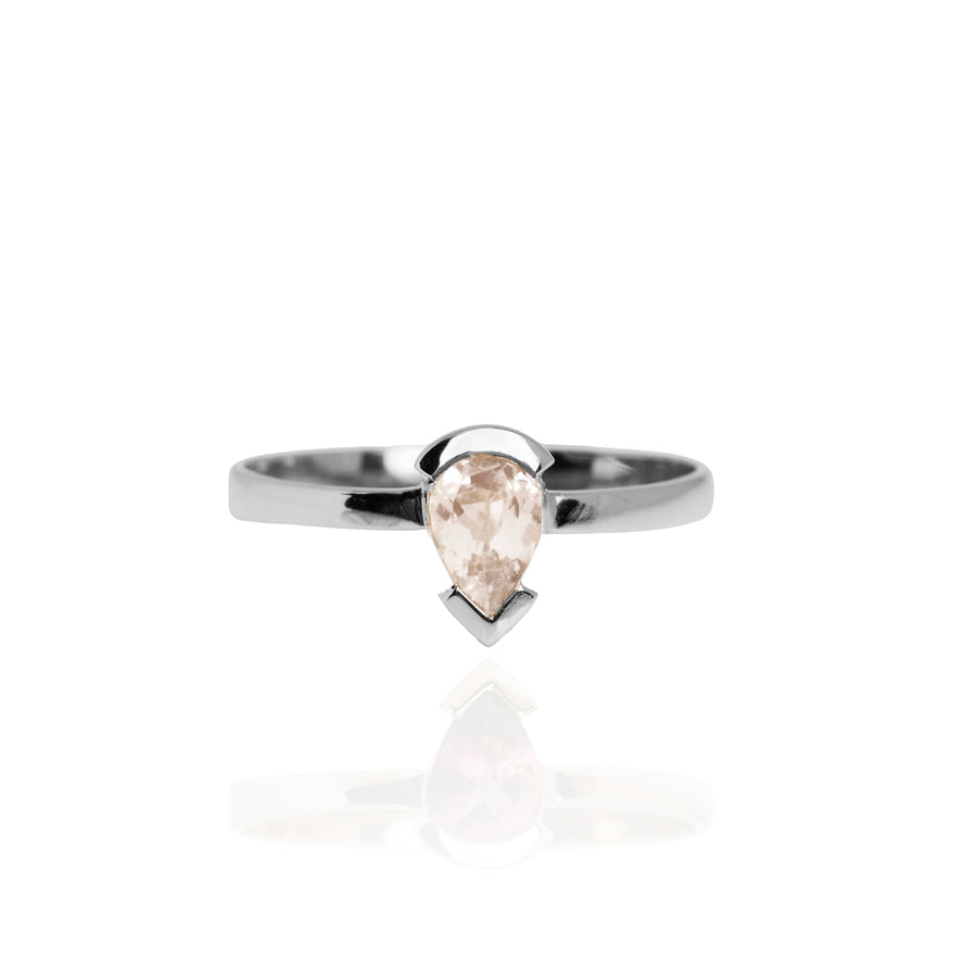 The V-Prong Pear Cut Ring in Silver
