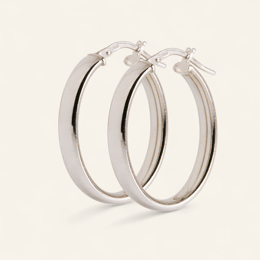 The Silver Chunky Oval Hoops