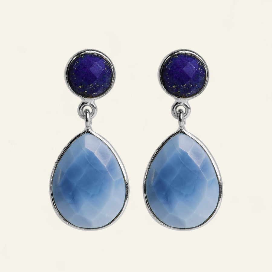 The Tear & Round Stone Earrings