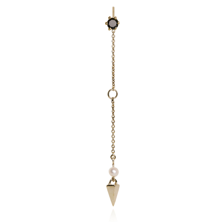 The Duo Link Pyramid Pearl Drop Stud Earring