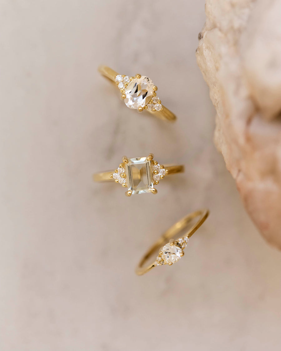 The Diamond Rectangle Lewis Cluster Ring in 9kt Gold