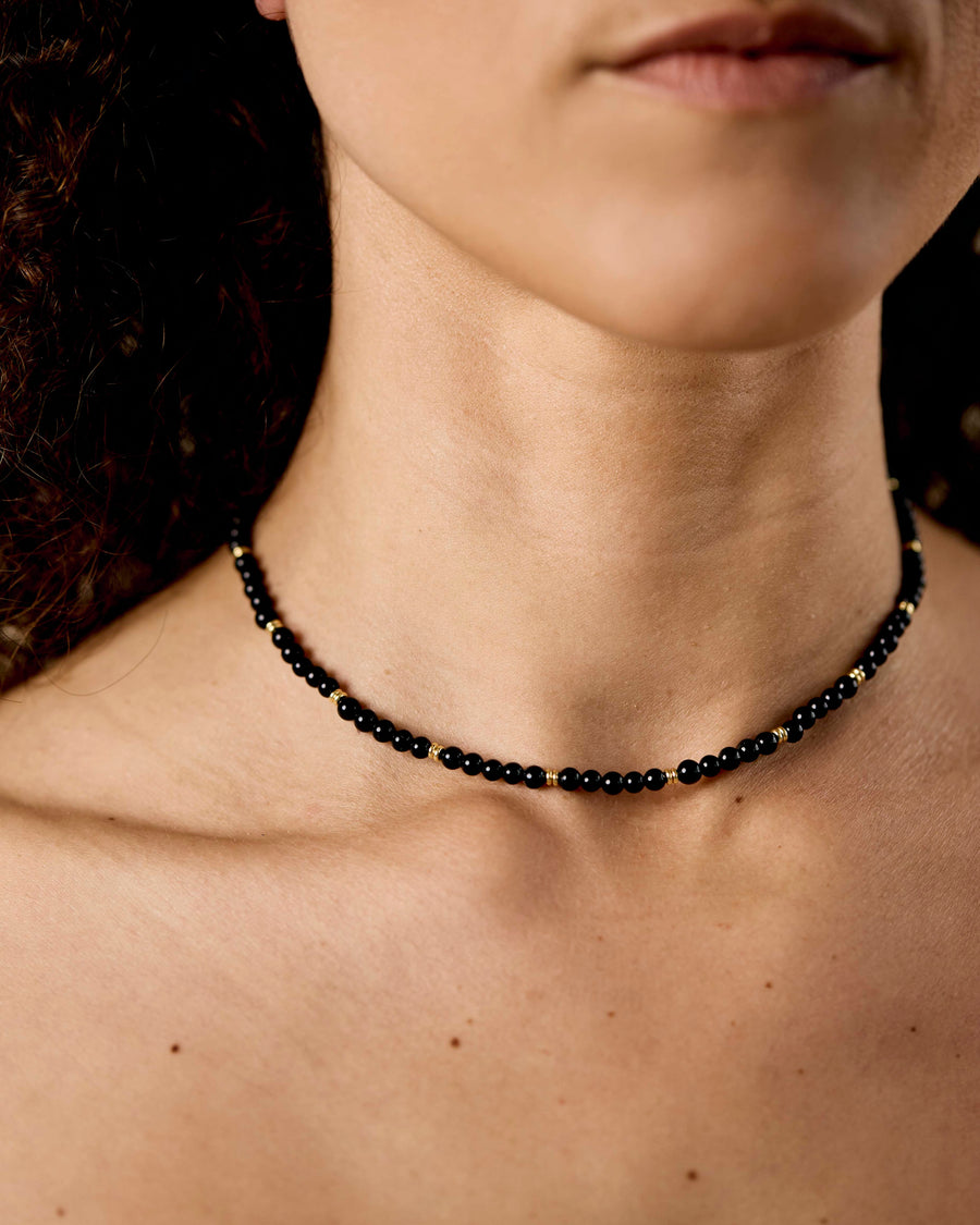 The Black Onyx Beaded Necklace
