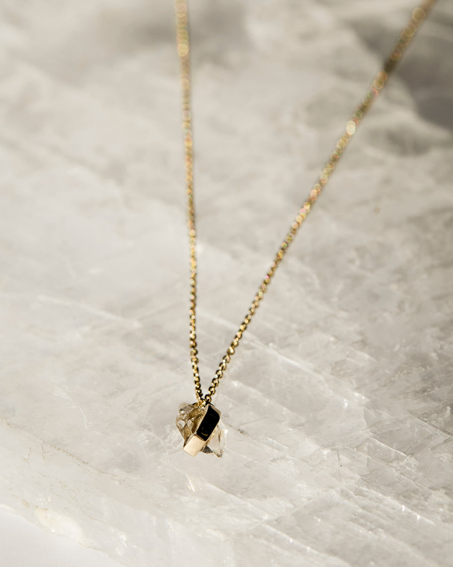 The Petite Herkimer Diamond Necklace in 9kt Yellow Gold