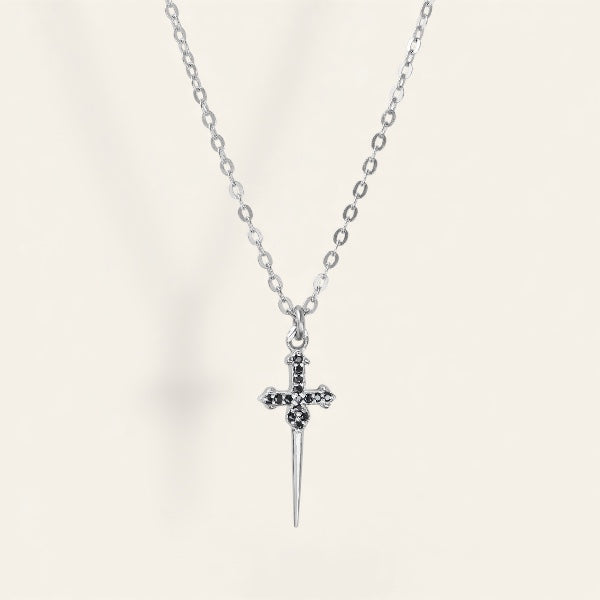 The Stoned Dagger Necklace in Silver