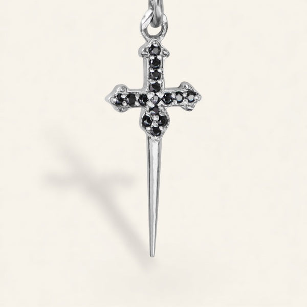 The Stoned Dagger Necklace in Silver