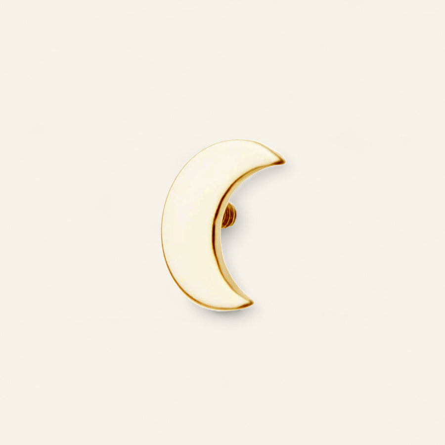 24KT Gold PVD Titanium Internally Threaded with Crescent Moon Top
