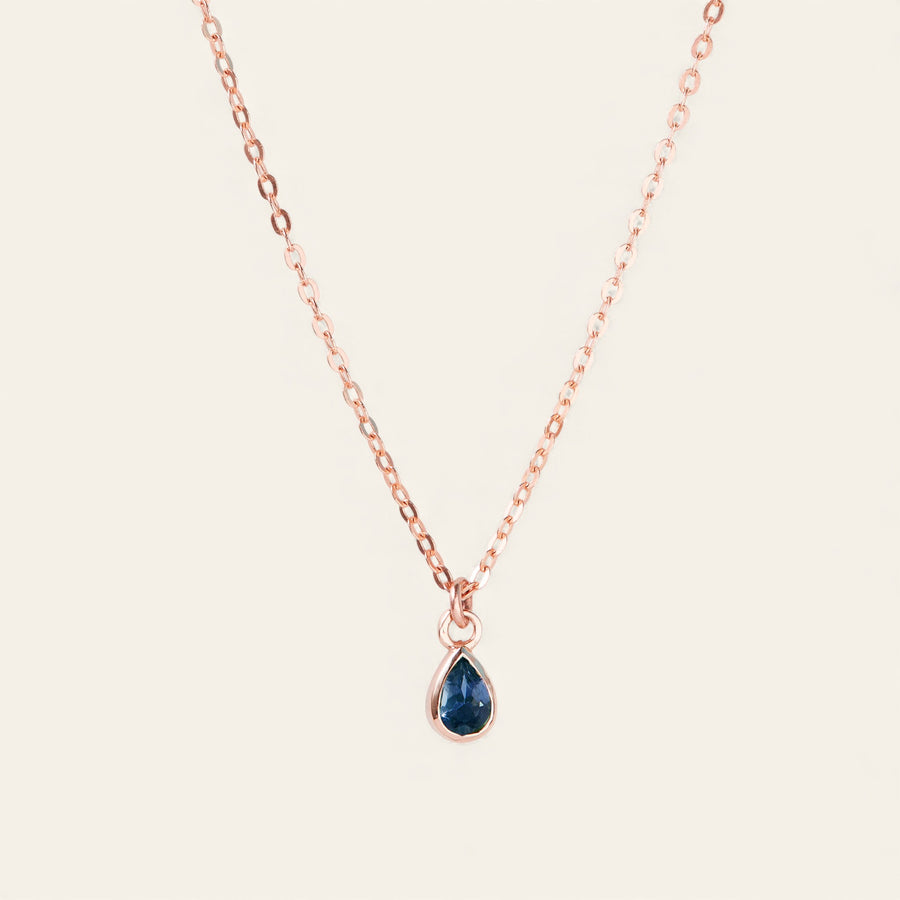 The 6x4 London Topaz Pear Cut Stone Necklace in 9kt Rose Gold