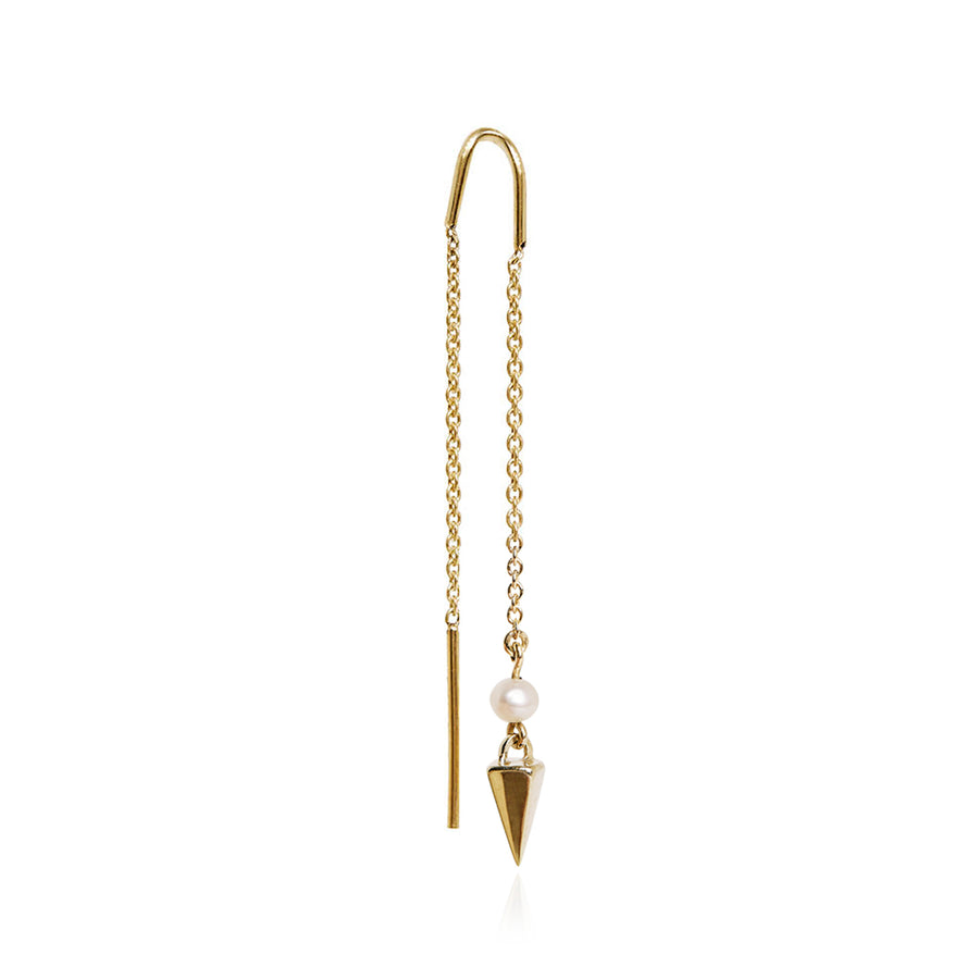 The Hooked Chained Pyramid Pearl Drop Earring