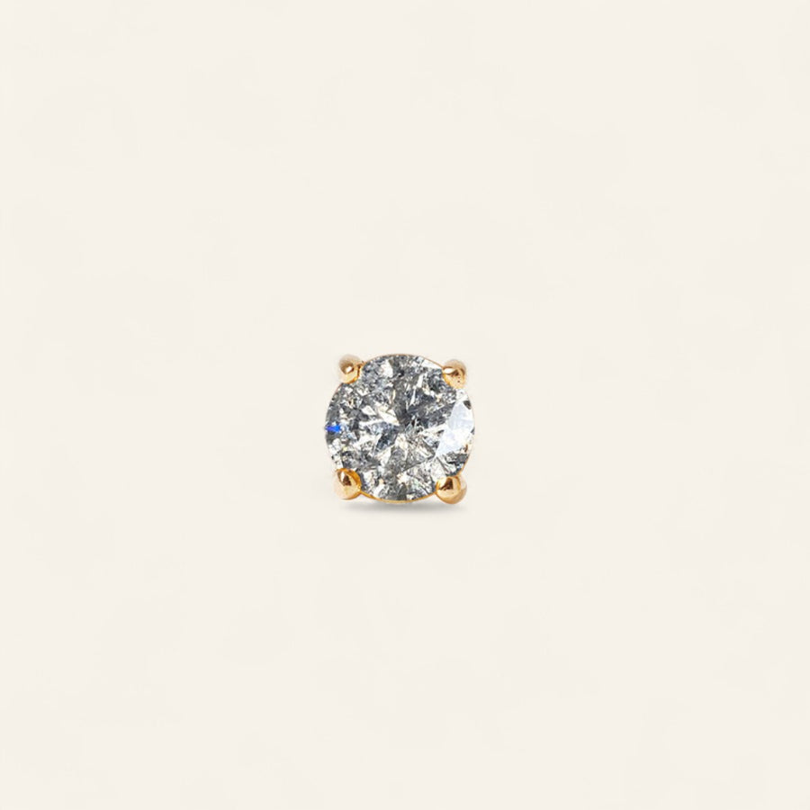 The 14kt Gold Solitaire Salt and Pepper Diamond Stud Top