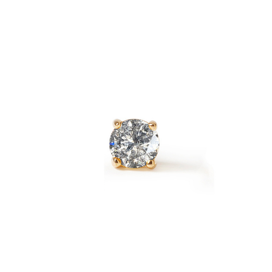 The 14kt Gold Solitaire Salt and Pepper Diamond Stud Top
