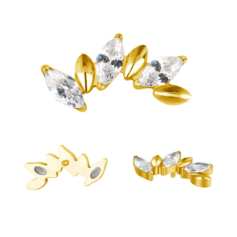 The 24Kt Gold PVD Oscillating Marquise Cluster CZ Stud Top