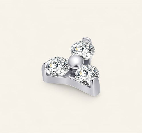The Titanium Tri CZ Stud Top -Threaded