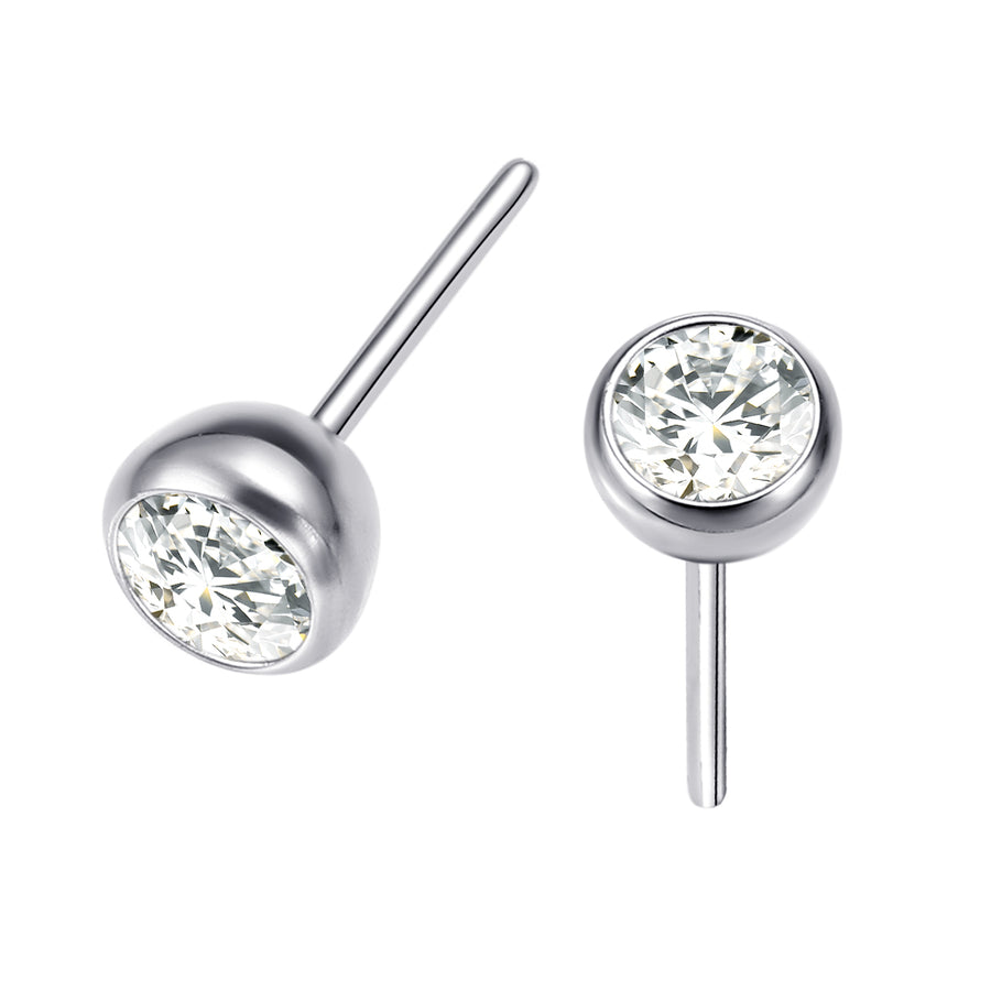 The Titanium 3mm CZ Bezel Set Stud Top - Threadless