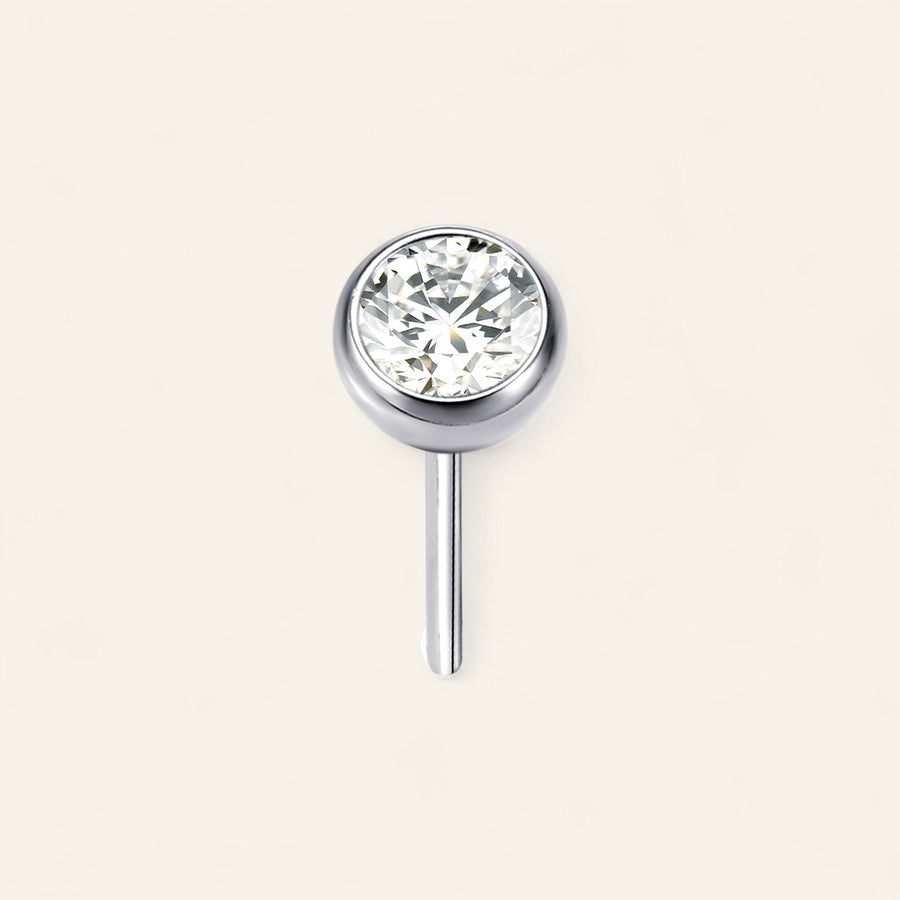 The Titanium 2mm CZ Bezel Stud Top - Threadless
