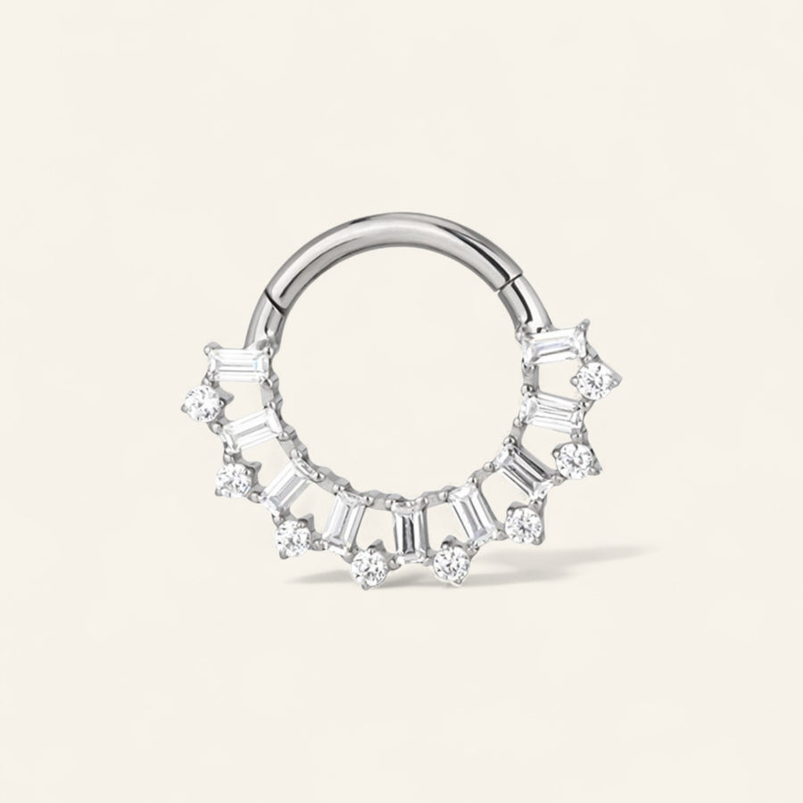 Titanium Baguette And Kite Cluster Hinged Segment ring 1.2mmx8mm