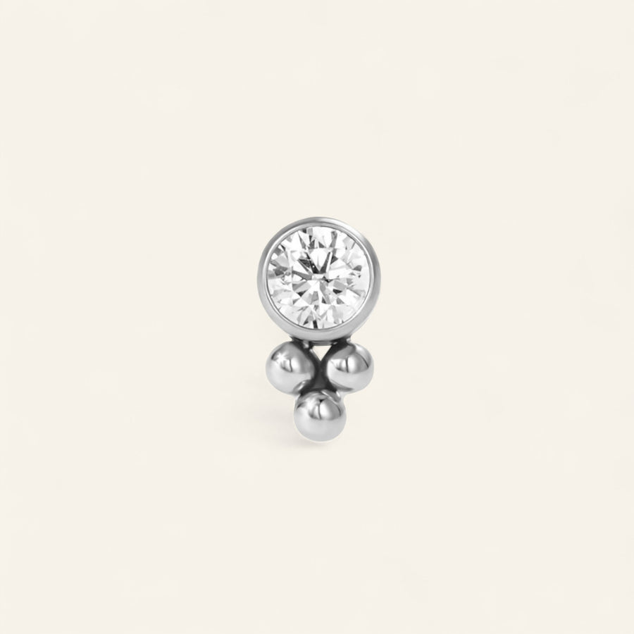 The Titanium CZ Bezel Set With Tri Bead Stud Top