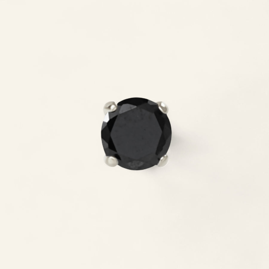 The Titanium 3mm Black CZ Prong Stud Top - Threadless