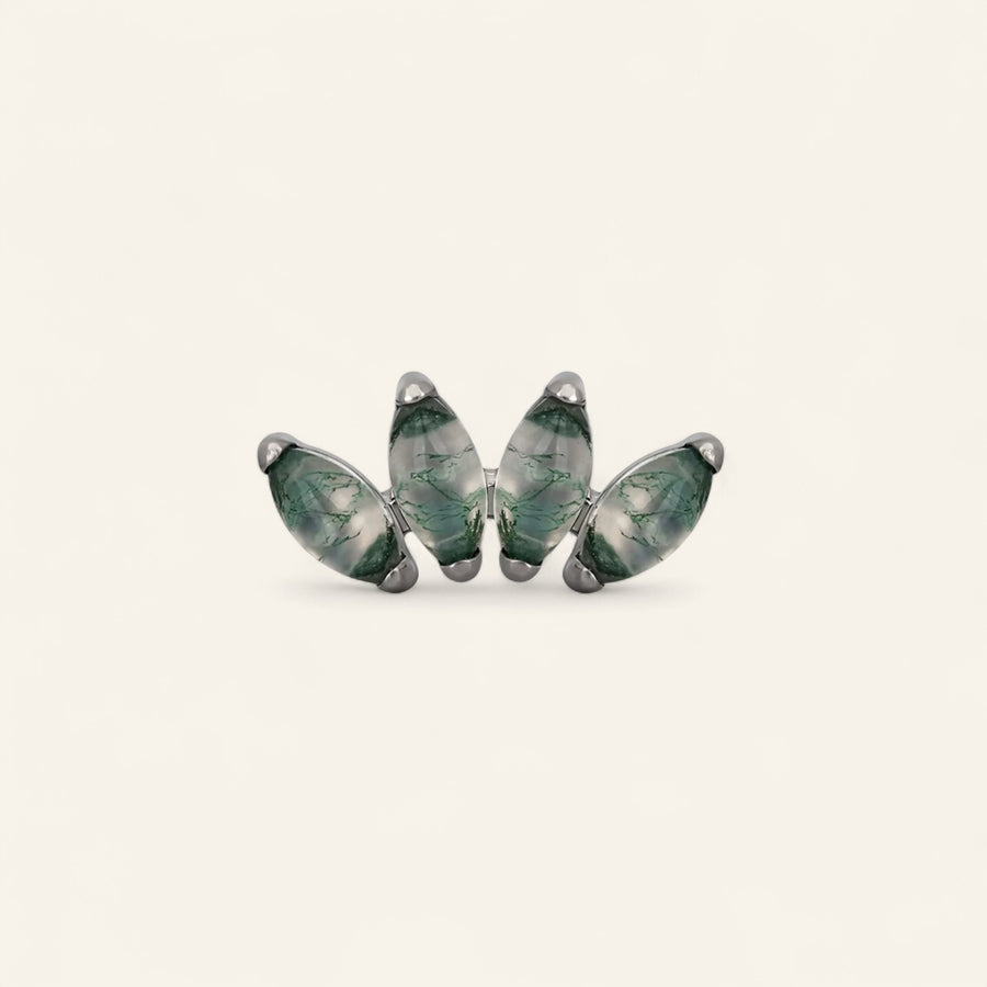 The Titanium Moss Agate Cluster Stud Top