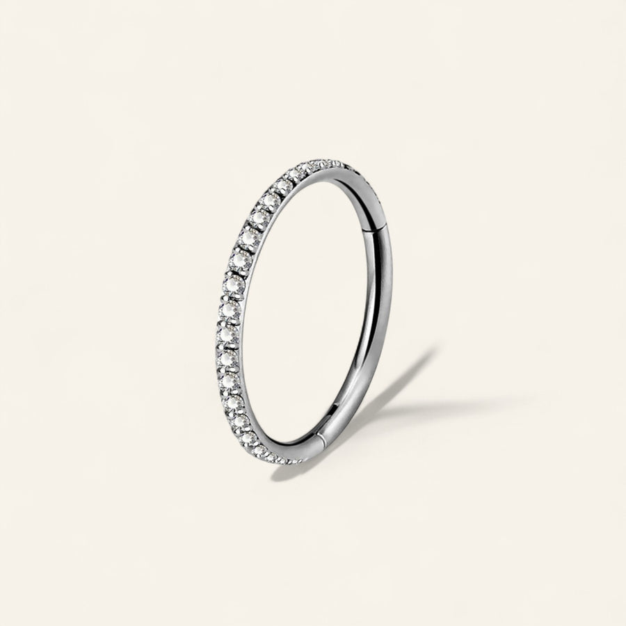 Pave CZ Front Facing Titanium Hinged Segment - 1.0mmX10mm