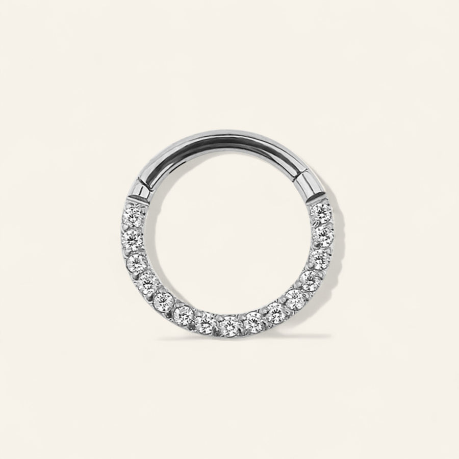 The Titanium Pave CZ Side Facing Hoop Clicker