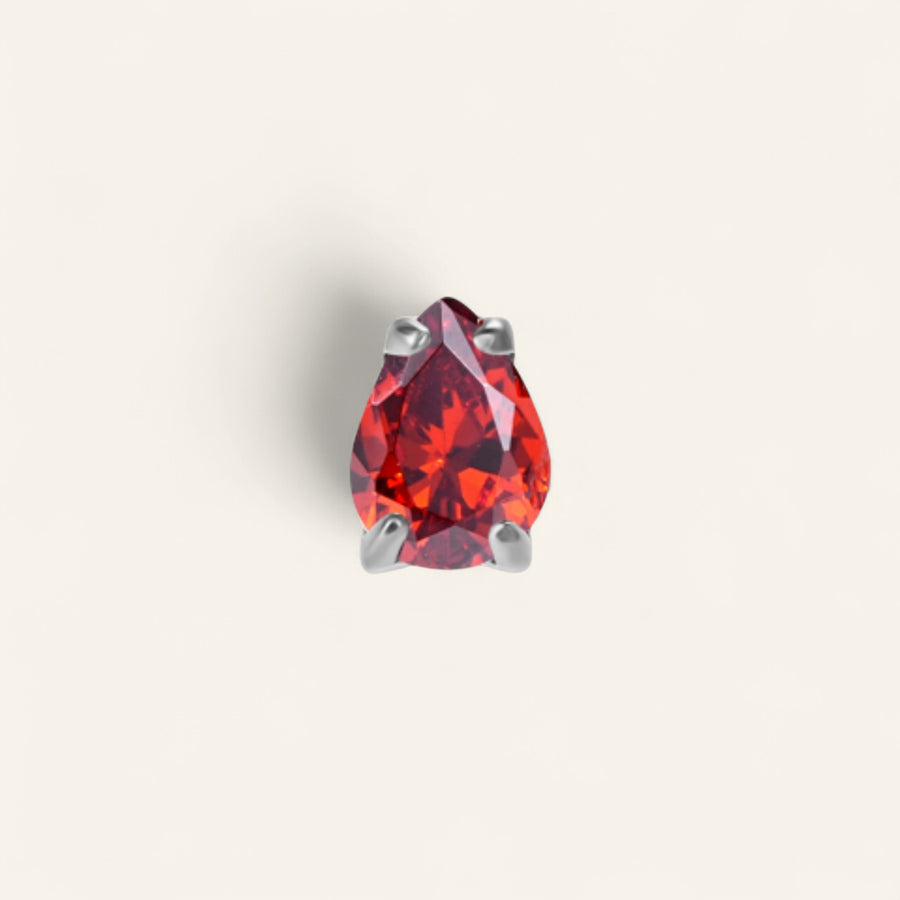 The Titanium Red CZ Tear Drop Stud Top