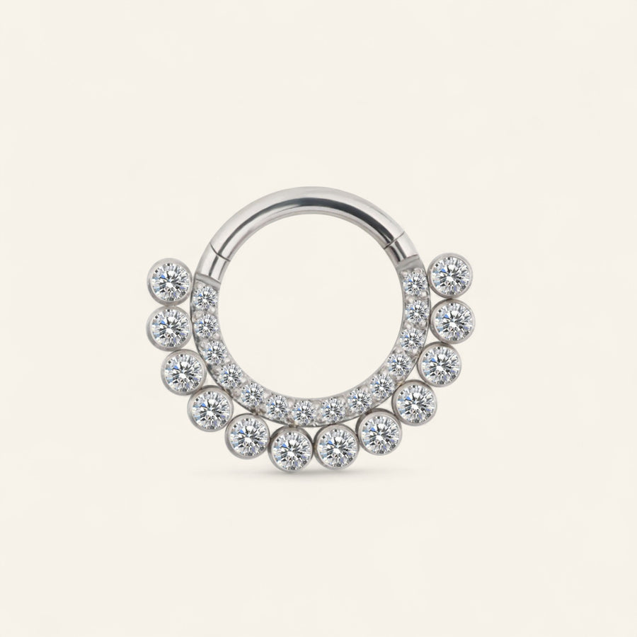 Titanium Studded Bali Hinged Segment with CZ- 1.2x8