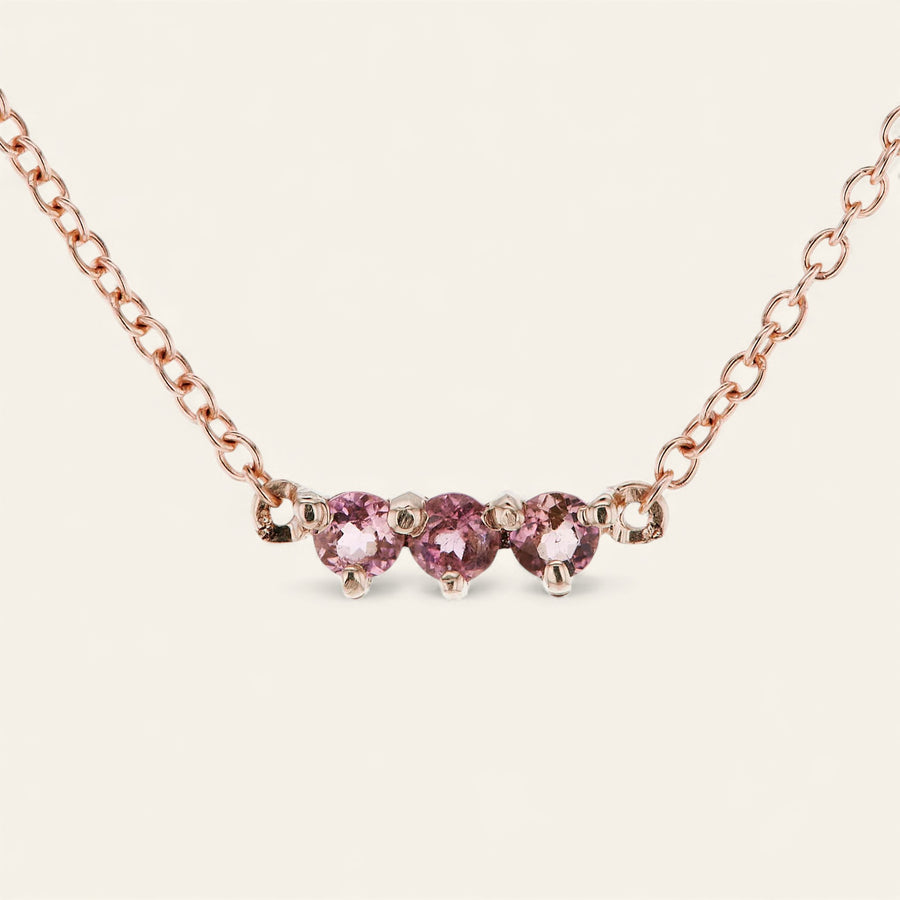 The Little Tri Pink Tourmaline Choker in 9kt Rose Gold