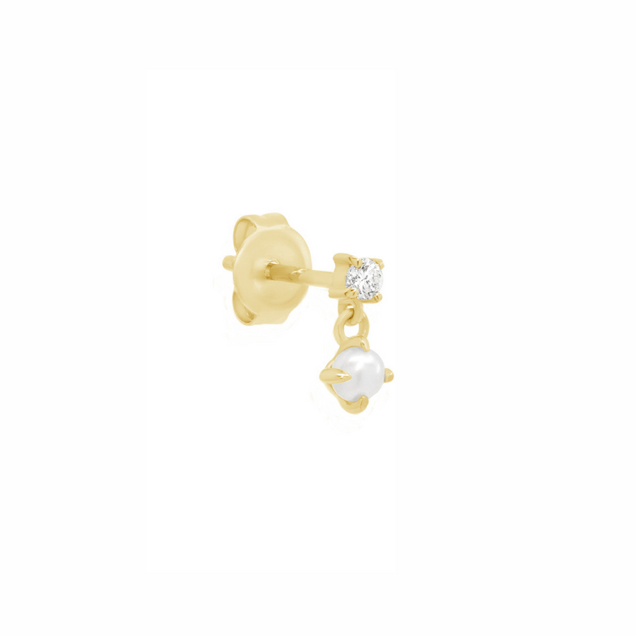 The Mini Golden Pearl Drop Stud