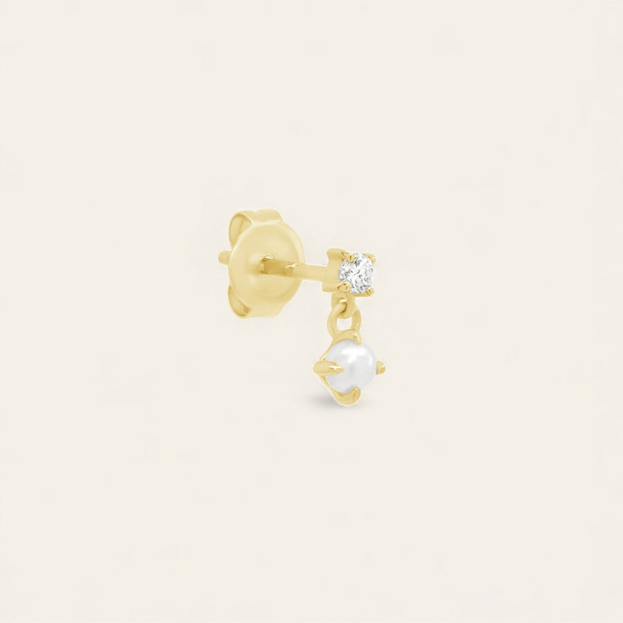 The Mini Golden Pearl Drop Stud