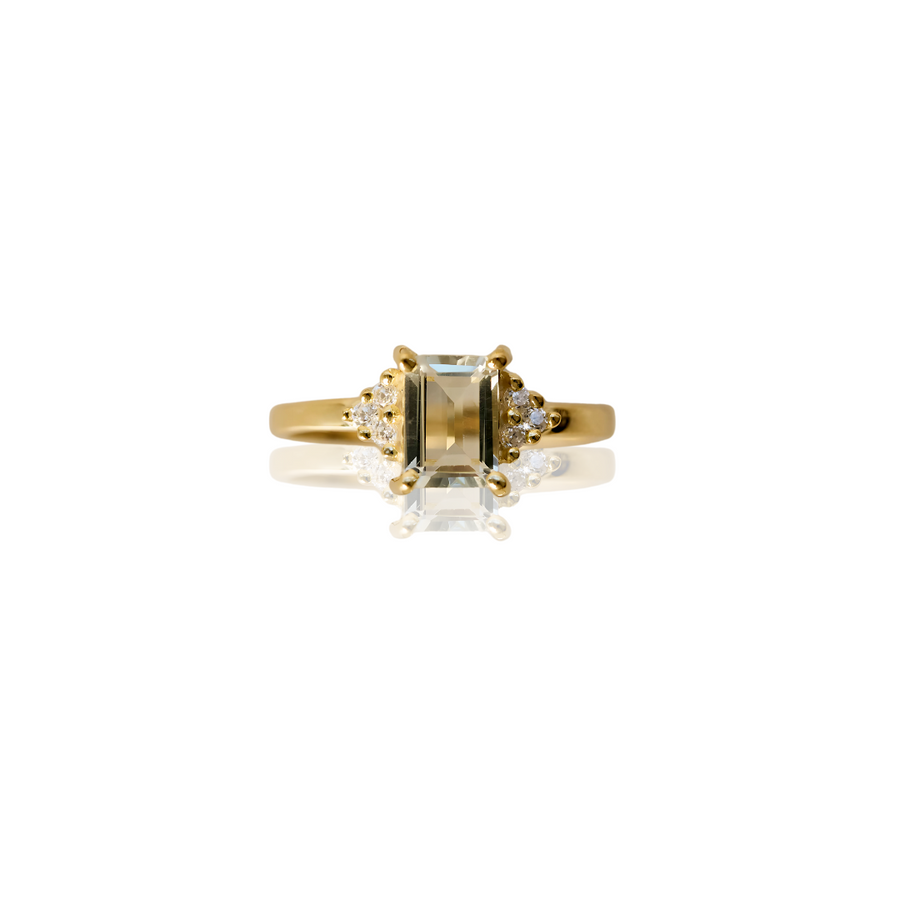 The Diamond Rectangle Lewis Cluster Ring in 9kt Gold