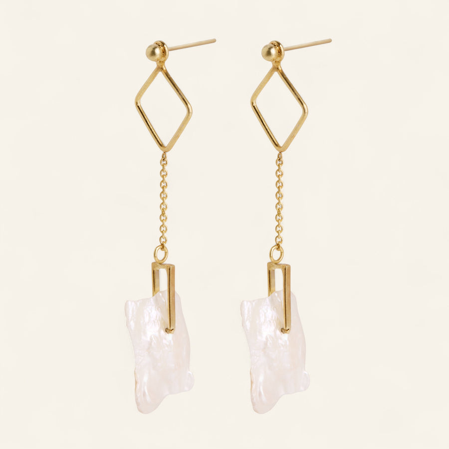 The Keshi Petal Pearl Chain Studs