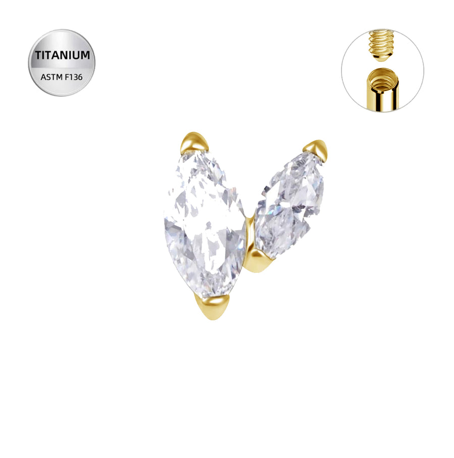 The 24Kt Gold PVD Duo Marquise CZ Stud Top
