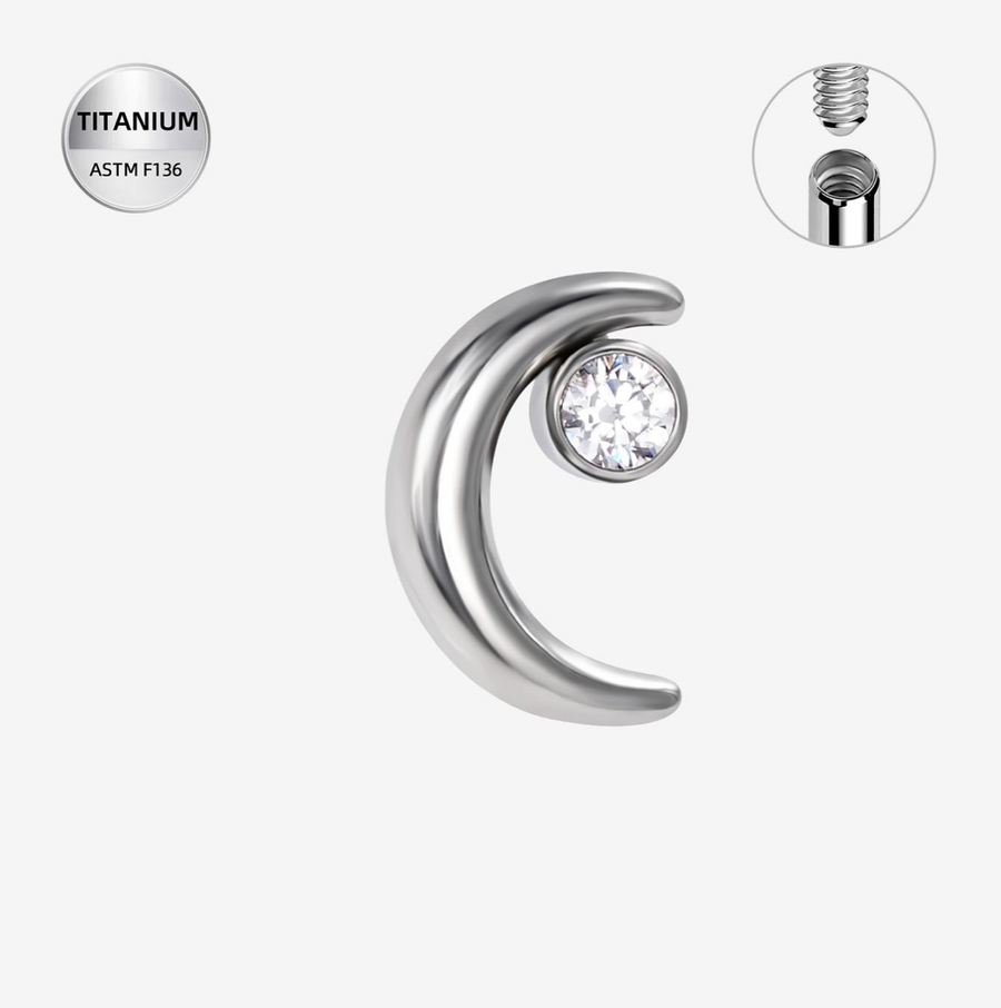 The Titanium Moon with CZ Bezel Set WCZ Stud Top
