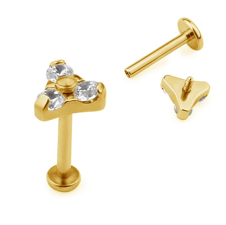 The 24Kt Gold PVD Tri CZ Stud Top