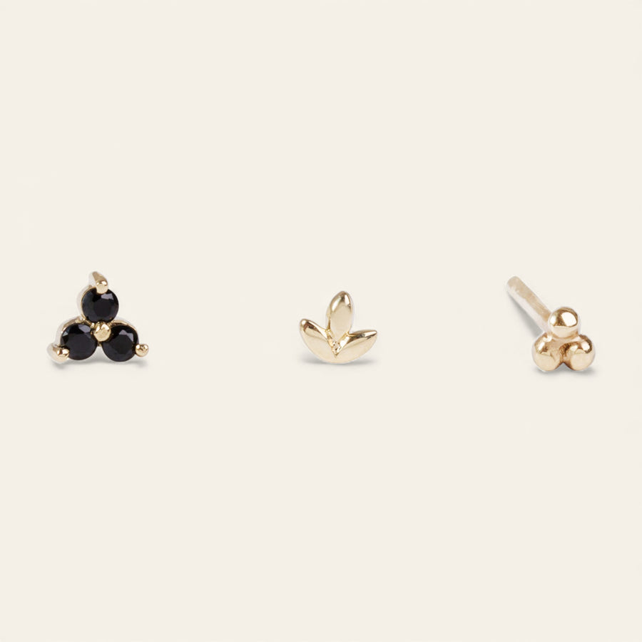 The Tri Leaf Stud in 9kt Gold