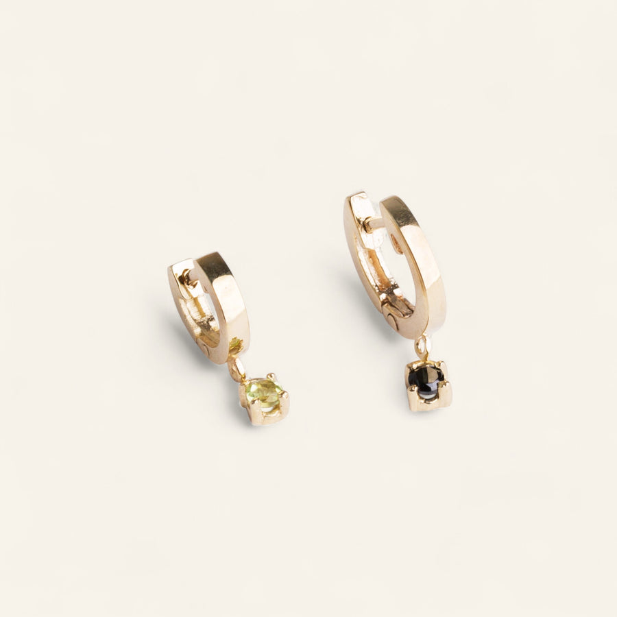 Medium Spinel Stoned Charm Huggie in Gold