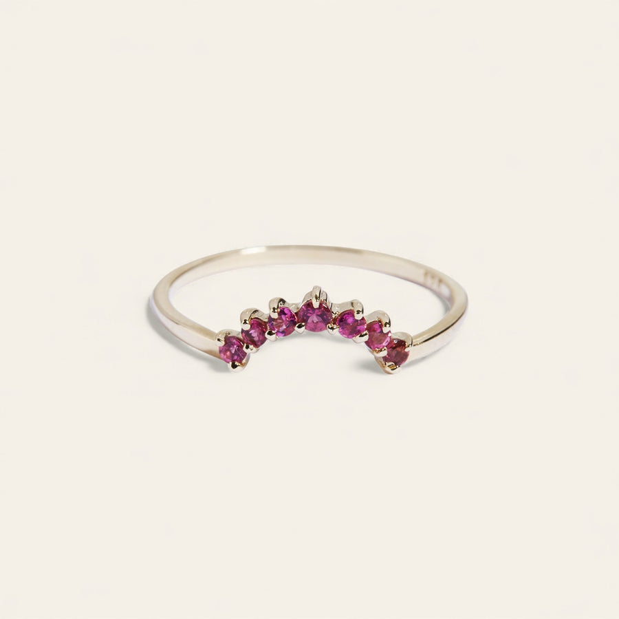 The Pink Tourmaline Halo Ring in 9kt Yellow Gold