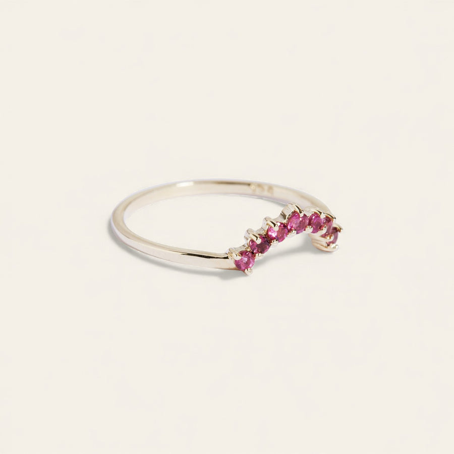 The Ruby Halo Ring in 9kt Yellow Gold