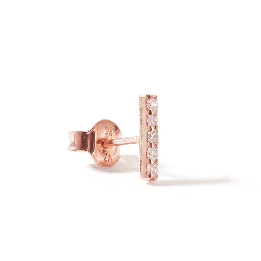 The Diamond Bar Stud in 9kt Rose Gold