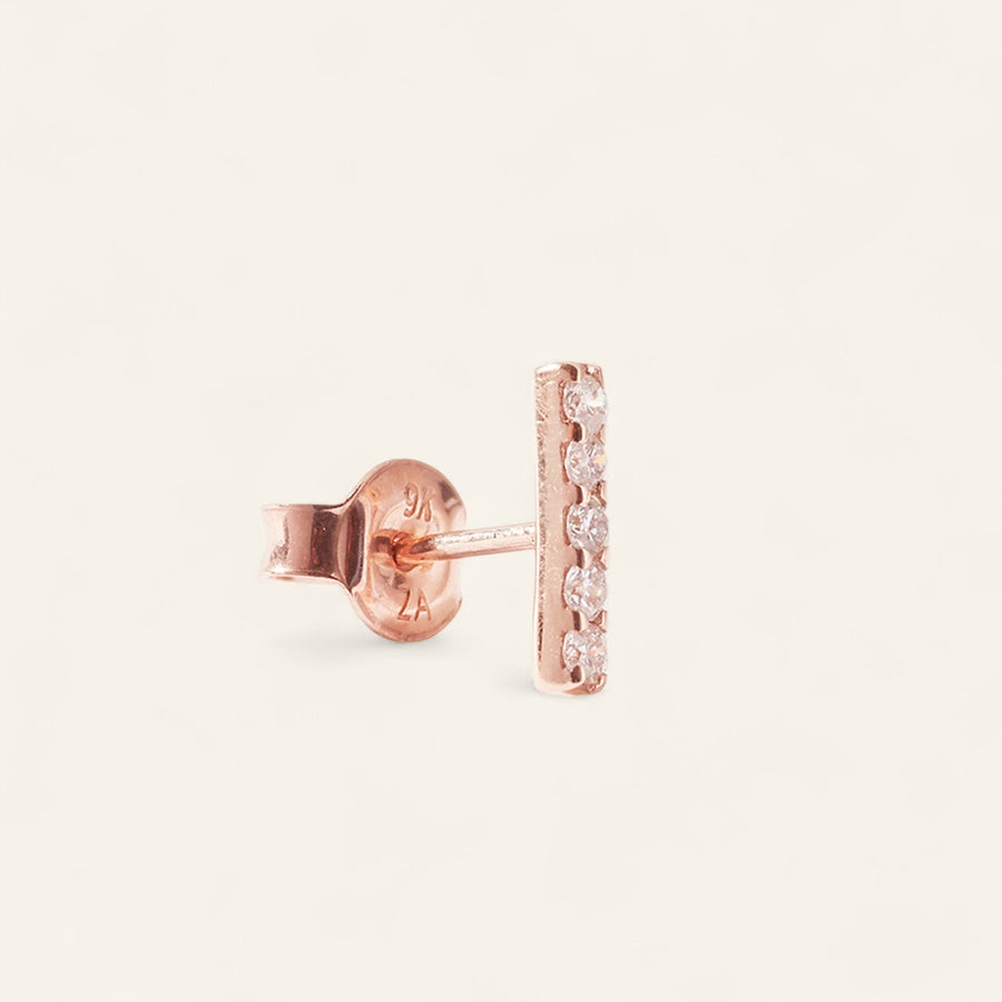 The Diamond Bar Stud in 9kt Rose Gold