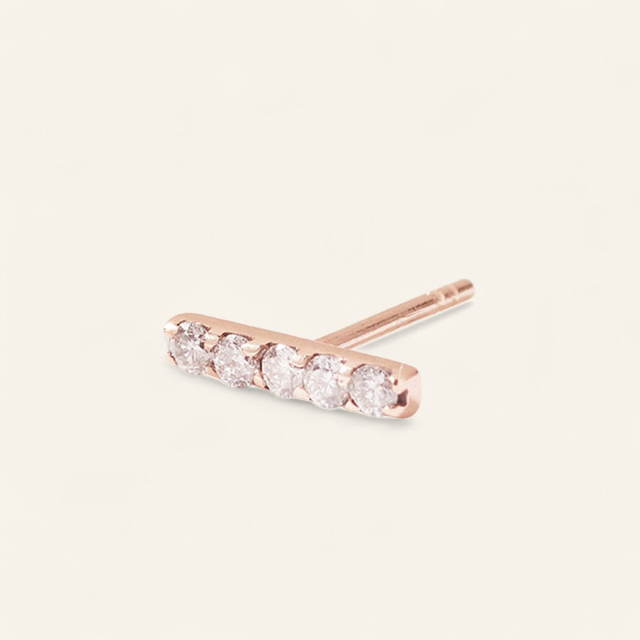 The Diamond Bar Stud in 9kt Rose Gold