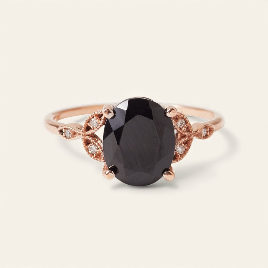 The Tri Diamond Oval Cut Stone Ring in Rose Gold