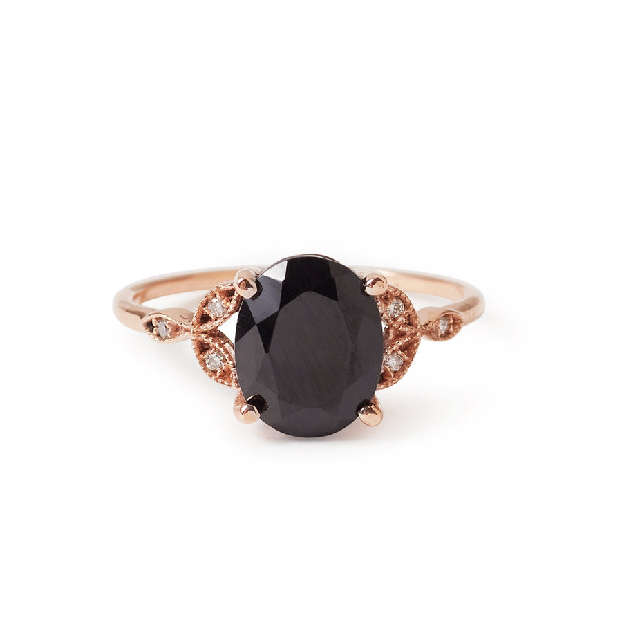 The Tri Diamond Oval Cut Stone Ring in Rose Gold
