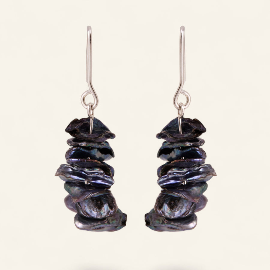 The Stacked Jagged Black Pearl Drops