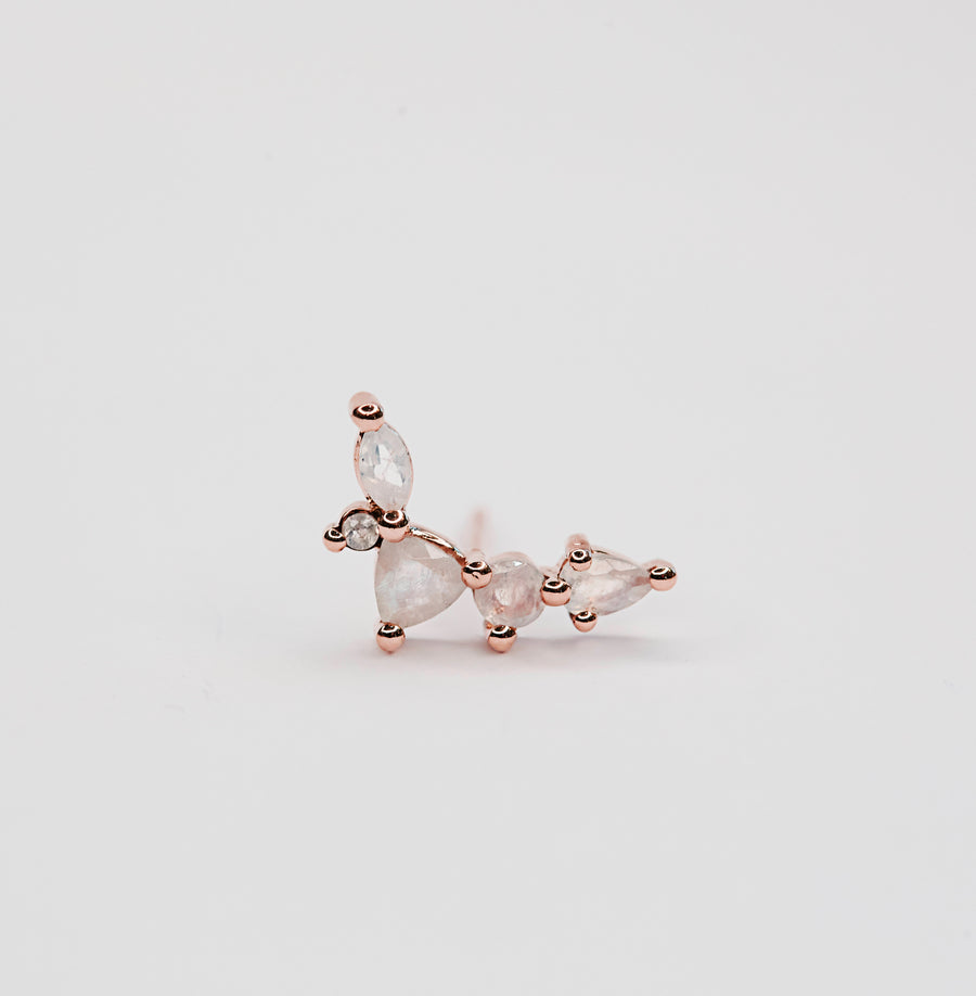 The Moonstone Cluster Stud 9kt Rose Gold