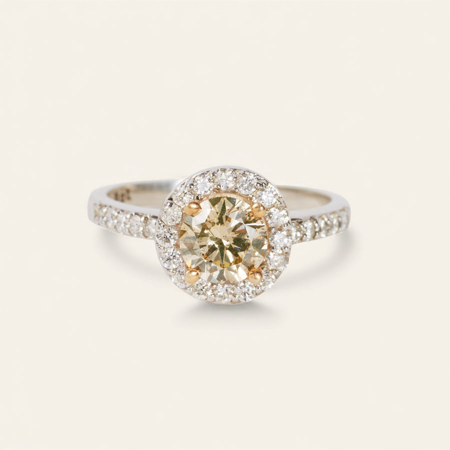 The Golden Princess Cut Diamond Halo Ring