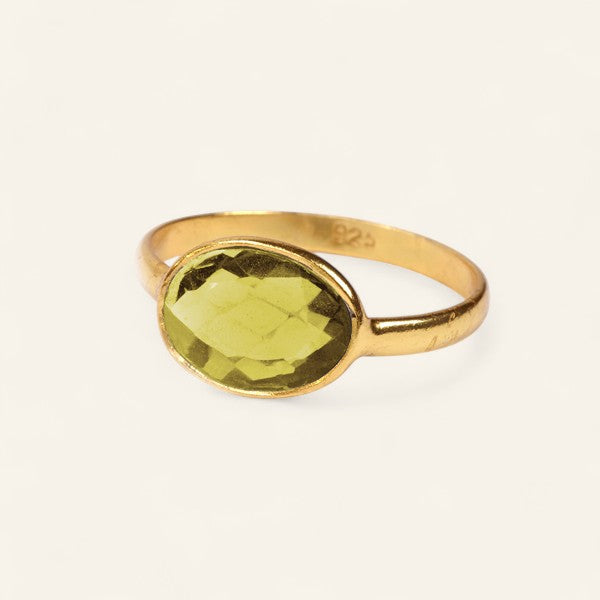 The Polki Gemstone Ring Rose Quartz J Gold Plated