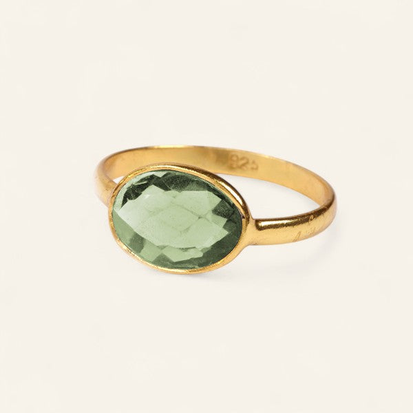 The Polki Gemstone Ring Rose Quartz J Gold Plated