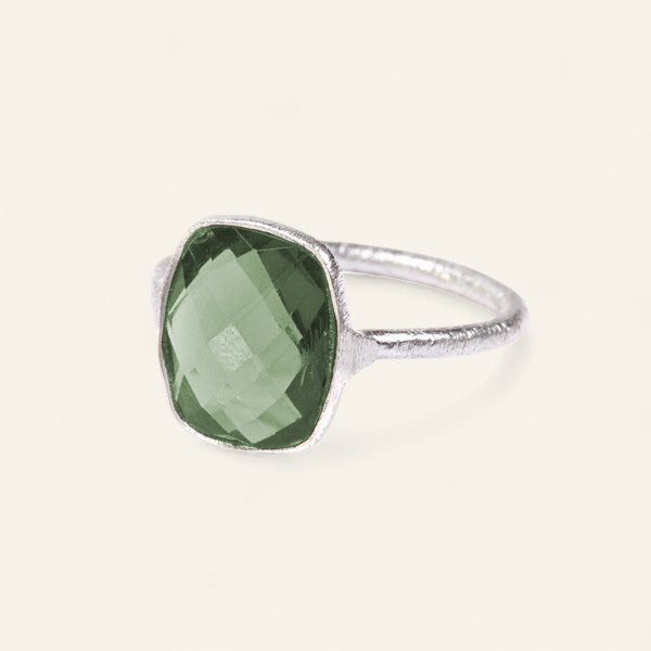 The Raised Rectangle Stone Ring in Silver